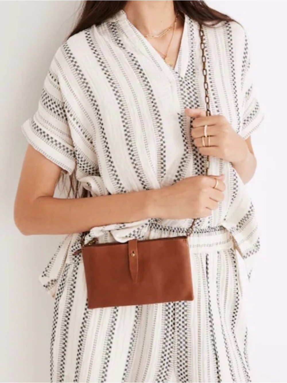 Madewell Brown Leather Crossbody Bag with Chain Strap